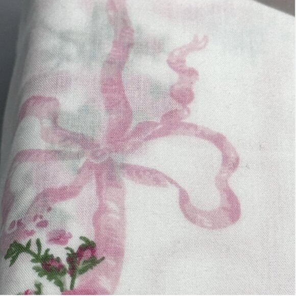 4pc Laura Ashley FULL Sheet Set FLORAL RIBBON STRIPE Bows Pink Roses Cottage NEW - Picture 9 of 9